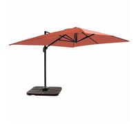 Parasol déporté 4x3 m inclinable + 4 dalles à lester terracotta Caserta - Oviala