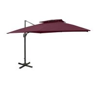 Parasol déporté à double toit 300 x 300 cm rouge bordeaux Helloshop26 02_0008559