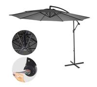 Acerra, parasol, protection solaire, Ø 3m inclinable, polyester/acier 11kg ~ gris sans support