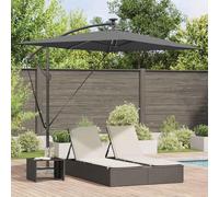 Parasol déporté Anthracite 294 x 200 x 270 cm en Polyester et Aluminium avec LED, inclinable, résistant UV, idéal pour terrasse, Jardin ou Balcon, Protection Solaire et Ambiance chaleureuse