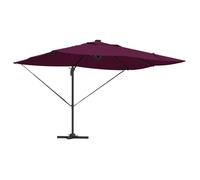 Parasol déporté avec LED - vidaxl - Rouge Bordeaux - 251x352x265 cm - Aluminium - Rectangulaire - Rotation 360°