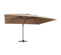 Parasol Déporté Avec Lumières Led Aluminium 400 X 300 Cm Taupe Helloshop26 02_0008452 Multicolore