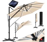 Parasol KESSER® SUN rond XL Ø330 cm, avec cordes de sécurité et housse, réglable sur 7 positions, pivotant, inclinable, grand parasol de jardin pivotant à 360° avec manivelle, protection solaire UV50+