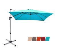 Parasol Déporté Carré 295 X 295 X 272 Cm Zone D'ombre Large Réglage D'inclinaison Style Moderne En Aluminium Bleu Helloshop26 20_0019225 Multicolore