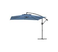 Outsunny Parasol dšŠportšŠ carršŠ 3 x 3 m, parasol de jardin extšŠrieur avec manivelle, base croisšŠe, parasol inclinable et rotation š€ 360¡ã, toile polyester 180 g/m?, protection UV UPF50+, bleu cla