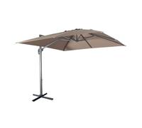 Parasol déporté carré 3x3m haut de gamme - Falgos - Taupe - Parasol excentré inclinable. rabattable et rotatif à 360°.