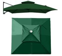 Parasol déporté carré à 8 baleines, toile de rechange for parasol de piscine, 2,4 x 2,4 m, toile de rechange anti-UV for parasol de jardin et terrasse(Dark Green,Double top 2.5m(8'))