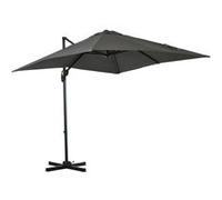 Parasol déporté carré inclinable manivelle avec pied en acier dim. 2,45L x 2,45l x 2,45H m métal alu. polyester haute densité gris Gris G