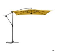 Parasol déporté carré ""Manoa"" jaune moutarde D2,5x2,5m en acier - Hespéride