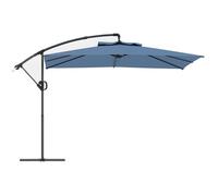 Parasol déporté carré - Outsunny - 3 x 3 m - manivelle, base croisée, parasol inclinable et rotation à 360°, toile 180 g/m² - bleu