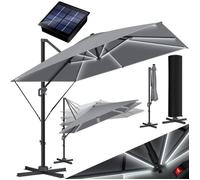 Parasol KESSER® Parasol suspendu SUN XL 300 x 300 cm Housse incluse + protection contre le vent Rotatif Inclinable Basculant Parasol de marché Grand 360° de rotation, parasol de jardin avec manivelle
