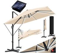 Parasol déporté de jardin - KESSER - 3x3m - LED solaire intégrée - Rotation 360° - Aluminium robuste - Housse incluse