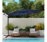Parasol Déporté Inclinable 3x3m Parasol de Jardin - Anti UV - Manivelle et Base Croisée - Métal et polyester - Bleu