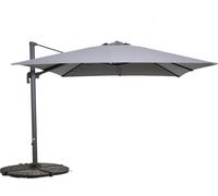 Parasol déporté inclinable et rotatif 3x3m et 4 dalles lestées gris - Oviala Malaga