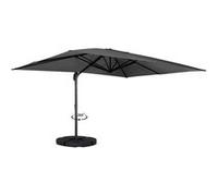 IDMarket – Parasol déporté Calvi inclinable rotatif 360 3x4 m Gris avec 4 dalles et housse