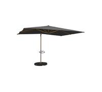IDMarket - Parasol déporté inclinable Rotatif 360 Calvi Mat Effet Bois et Toile Grise 3X4M avec Housse