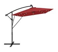 Parasol déporté LED solaire - ML-Design - Rouge - Ø 330 cm - Aluminium, manivelle, UV 50+, rotatif