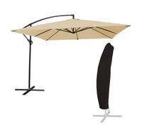 Parasol déporté molokai carré 2,7x2,7m beige + housse