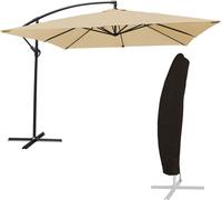 Parasol déporté MOLOKAI carré 2,7x2,7m beige + housse