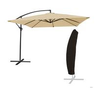 Parasol déporté MOLOKAI carré 2,7x2,7m beige + housse