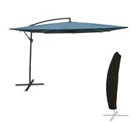 Happy Garden Parasol déporté MOLOKAI carré 2,7x2,7m bleu gris avec housse
