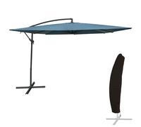 Parasol déporté molokai carré 2,7x2,7m bleu gris + housse
