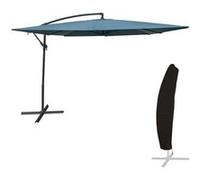 Happy Garden Parasol déporté MOLOKAI carré 2,7x2,7m bleu gris avec housse