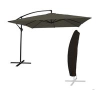 Happy Garden – Parasol déporté MOLOKAI carré 2,7x2,7 m gris avec housse