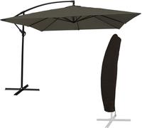 Parasol déporté MOLOKAI carré 2,7x2,7m gris + housse