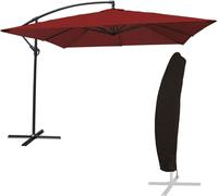 Parasol déporté MOLOKAI carré 2,7x2,7m rouge + housse