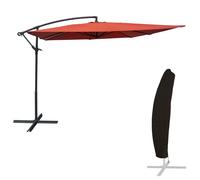 Parasol déporté MOLOKAI carré 2,7x2,7m terracotta + housse