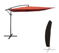 Parasol déporté MOLOKAI carré 2,7x2,7m terracotta + housse
