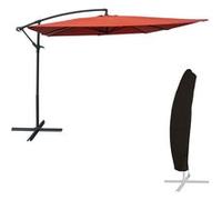 Parasol déporté MOLOKAI carré 2,7x2,7m terracotta + housse Orange G