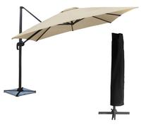 Parasol déporté MOLOKAI carré 3x3m beige + housse