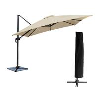Parasol Déporté Molokai Carré 3x3m Beige + Housse Beige