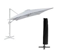 Happy Garden Parasol déporté MOLOKAI carré 3x3 m blanc avec housse