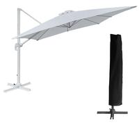Happy Garden Parasol déporté MOLOKAI carré 3x3 m blanc avec housse