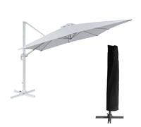Happy Garden Parasol déporté MOLOKAI carré 3x3 m blanc avec housse