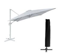 Parasol déporté MOLOKAI carré 3x3m blanc + housse