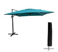 Parasol déporté MOLOKAI carré 3x3m bleu + housse