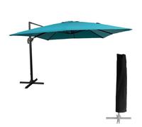Parasol déporté MOLOKAI carré 3x3m bleu + housse