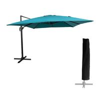 Parasol déporté MOLOKAI carré 3x3m bleu + housse