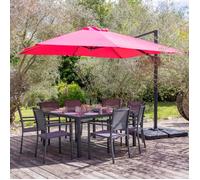 Parasol déporté MOLOKAI carré 3x3m fuchsia + housse