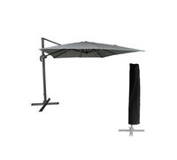 Parasol déporté MOLOKAI carré 3x3m gris + housse