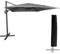 Parasol déporté MOLOKAI carré 3x3m gris + housse