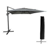 Parasol déporté MOLOKAI carré 3x3m gris + housse