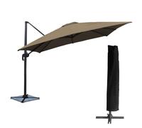 Parasol déporté MOLOKAI carré 3x3m taupe + housse