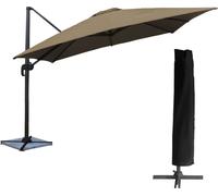 Parasol déporté MOLOKAI carré 3x3m taupe + housse