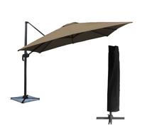 Parasol déporté molokai carré 3x3m taupe + housse
