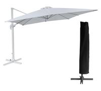 Parasol déporté MOLOKAI rectangulaire 3x4m blanc + housse
